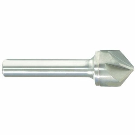 Morse Countersink, Chatterless, Series 5754, 1 Body Dia, 3 Overall Length, 12 Shank Dia, 6 Flutes, 90 56150